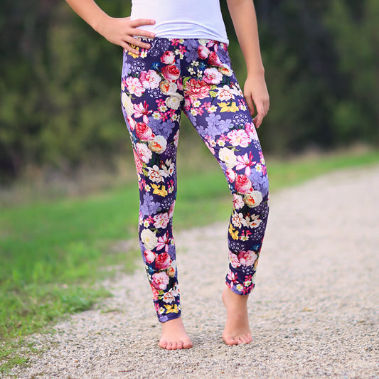 Floral Leggings in Purple