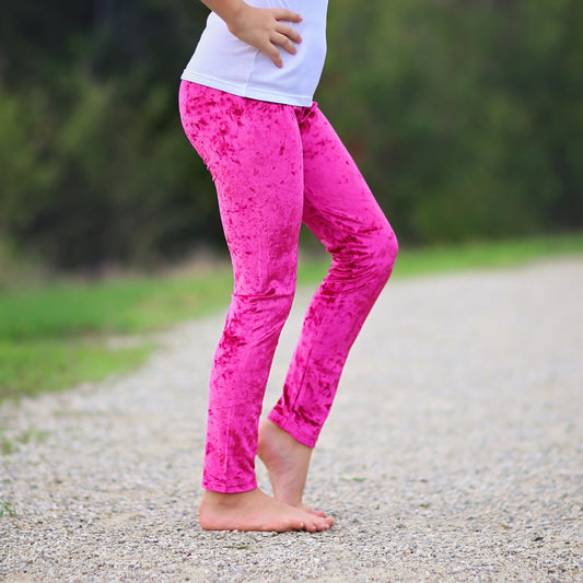 Velvet Leggings in Hot Pink