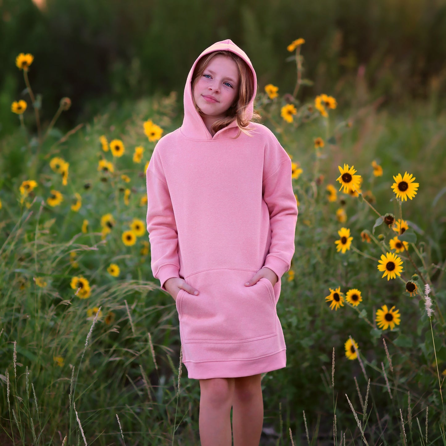 Girls Blush Hoodie Dress - pink dress, pink hoodie, hoodie dress, pink dress, fall dress, basic hoodie dress, sweatshirt dress, jersey dress