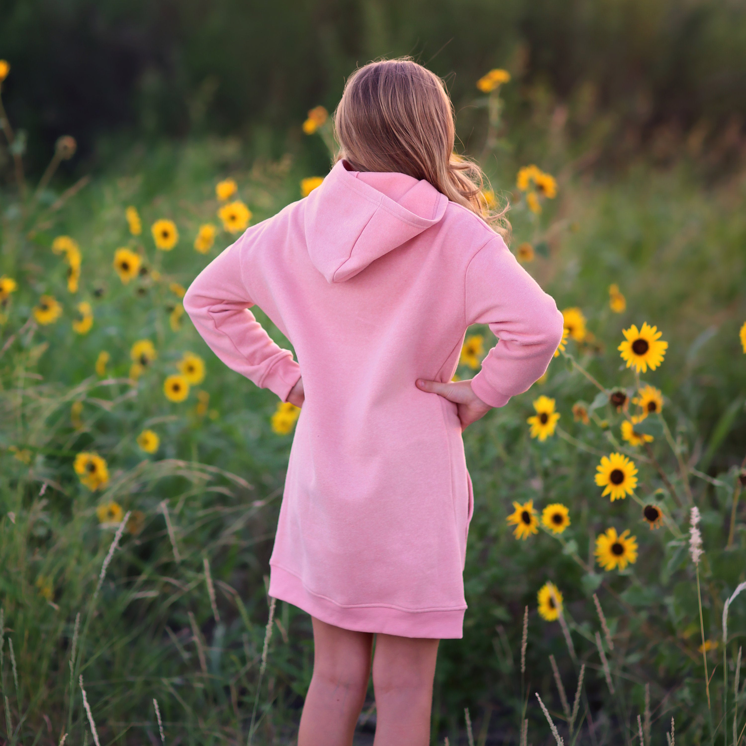 Girls Blush Hoodie Dress - pink dress, pink hoodie, hoodie dress, pink dress, fall dress, basic hoodie dress, sweatshirt dress, jersey dress