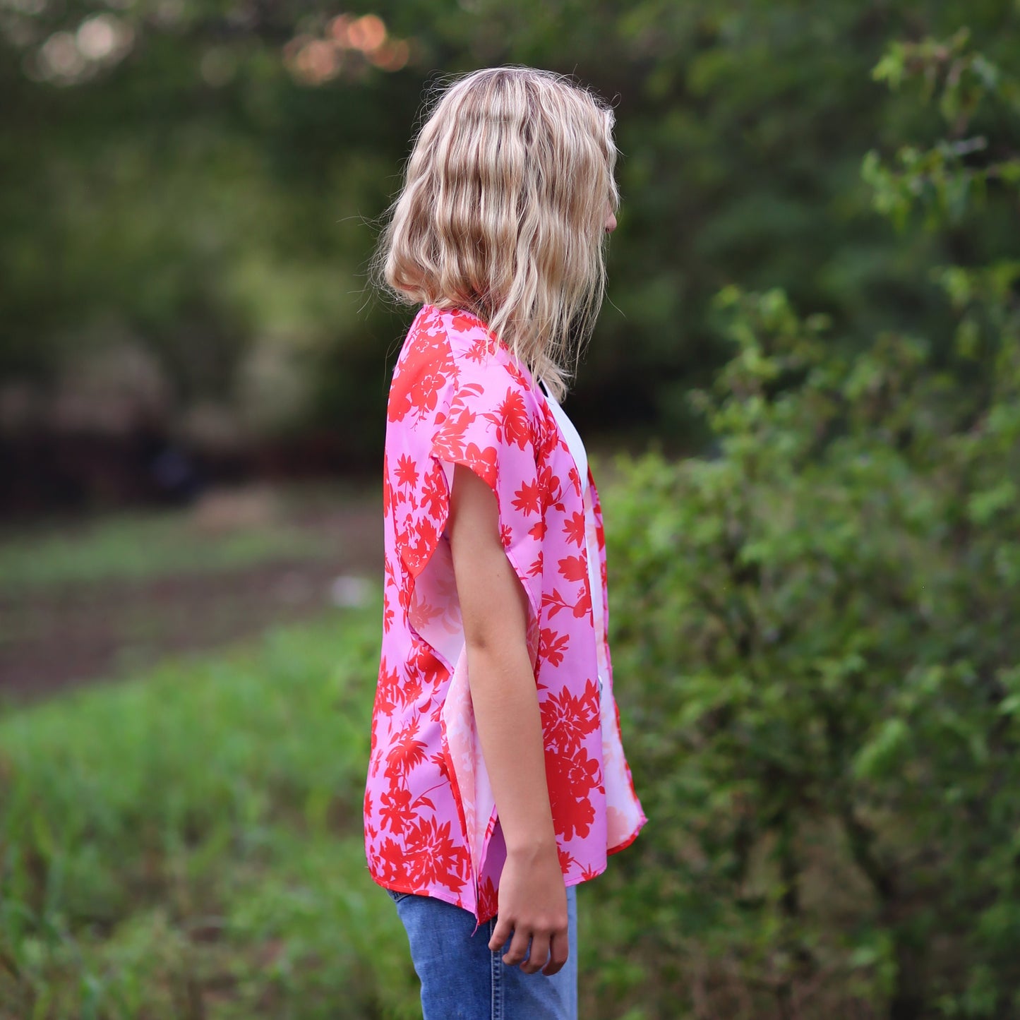 Pink and Red Floral Kimono - kimono, open flower shirt, boho kimono, kimono shirt, girls kimono, jacket, cardigan, beach cover up, layers