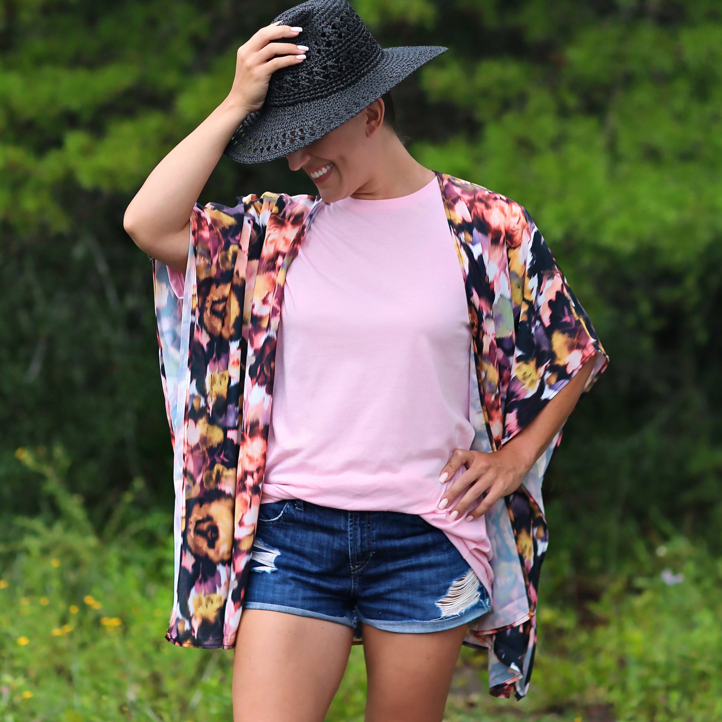 Brown and Pink Roses Kimono- kimono, open flower shirt, boho kimono, kimono shirt, girls kimono, jacket, cardigan, beach cover up, shirt