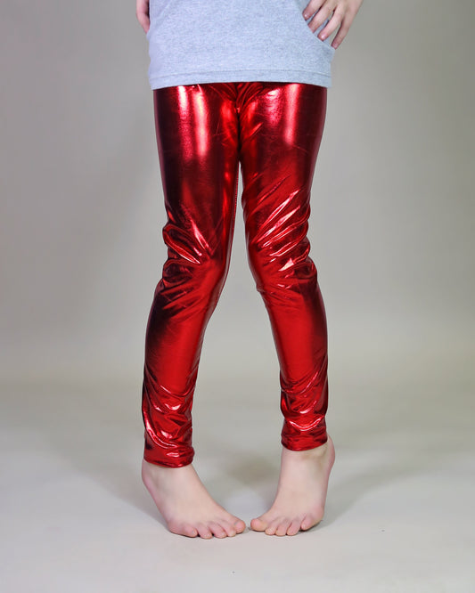 Metallic Leggings in Red