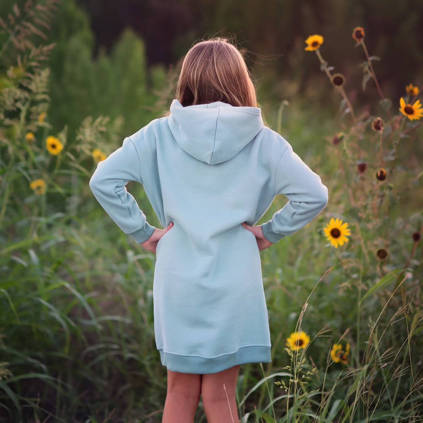 Girls Mint Green Hoodie Dress- mint hoodie, green hoodie dress, fall dress, basic hoodie dress, mint sweatshirt dress, sage jersey dress