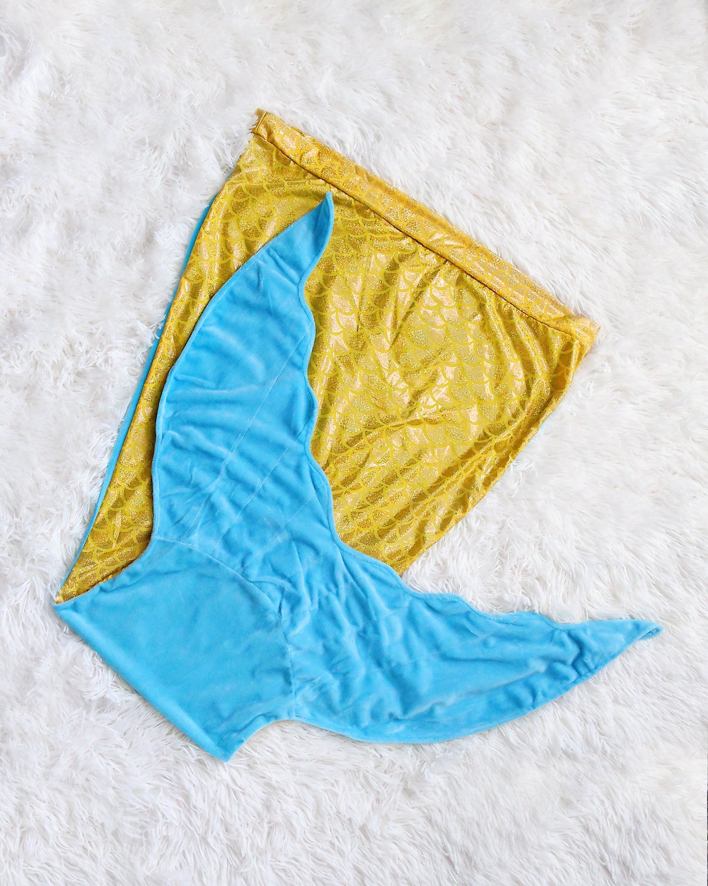 Yellow and Aqua Mermaid Tail Blanket- Mermaid blanket, sleeping bag, fish, tail, sleeping blanket, slumber party, mermaid tail, mermaid love