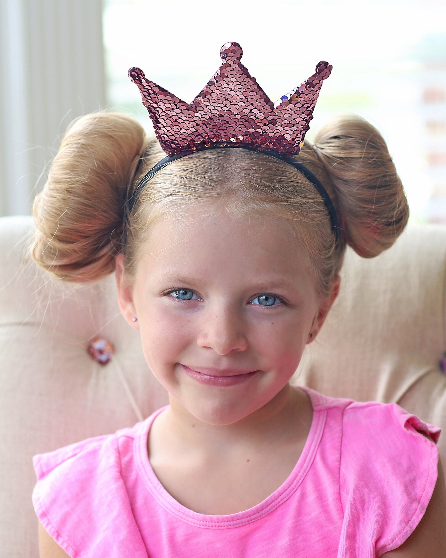 Pink Flip Sequin Crown Headband - Crown Headband, Birthday Crown, pink crown, birthday, Pink Reversible Sequins, crown headband, headband