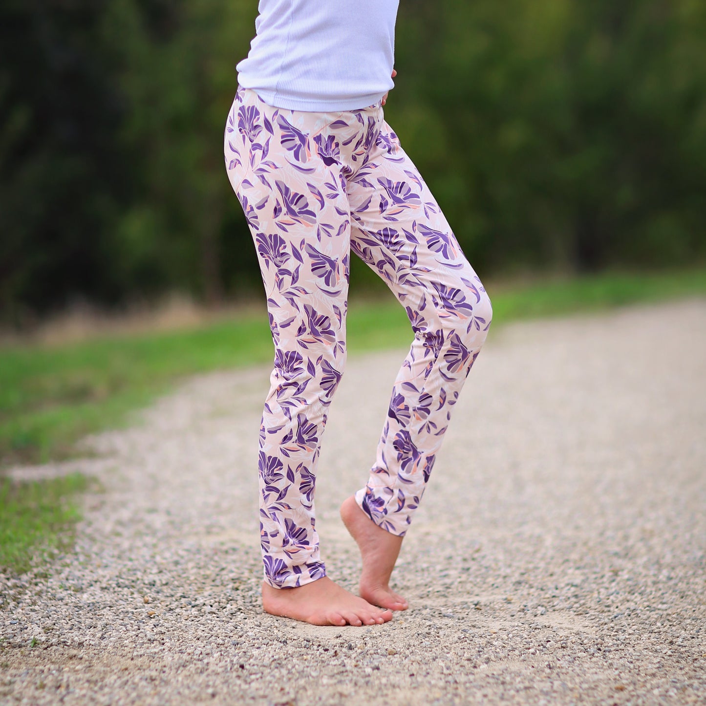 Floral Leggings in Lavender and Pink