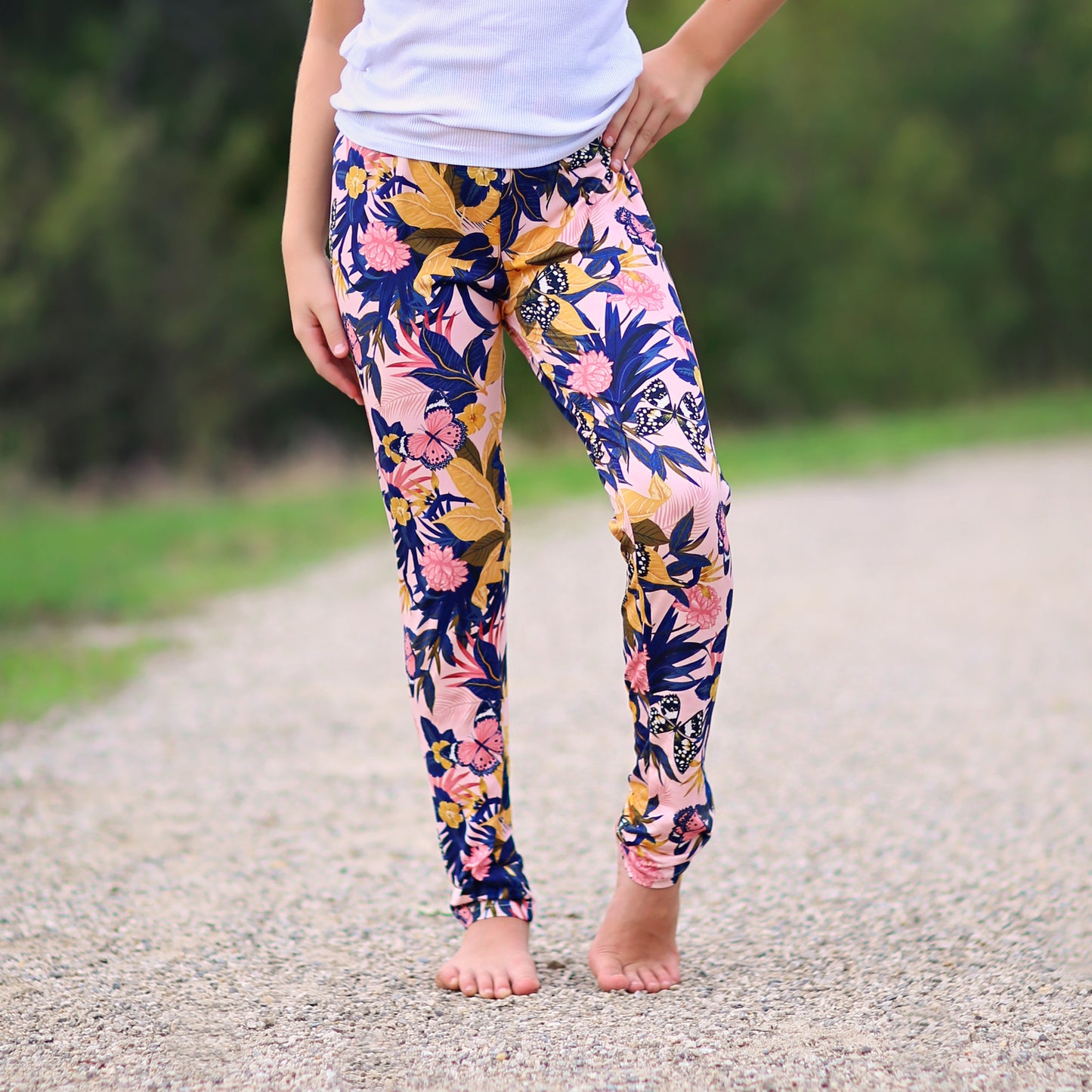 Floral Leggings in Navy and Pink