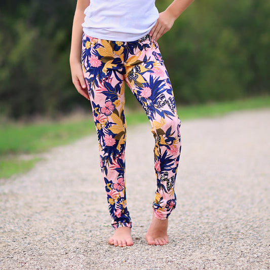 Floral Leggings in Navy and Pink