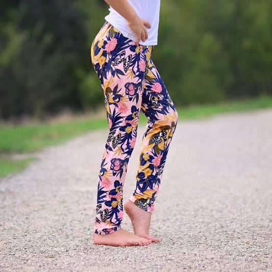 Floral Leggings in Navy and Pink