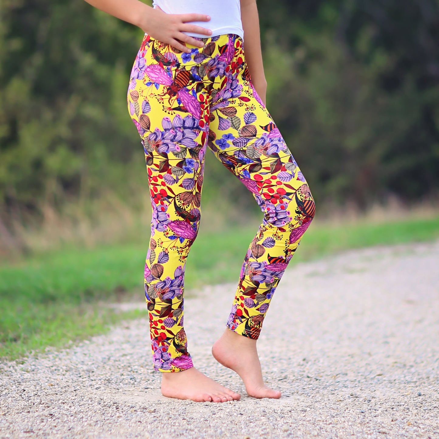 Floral Leggings in Yellow and Lavender