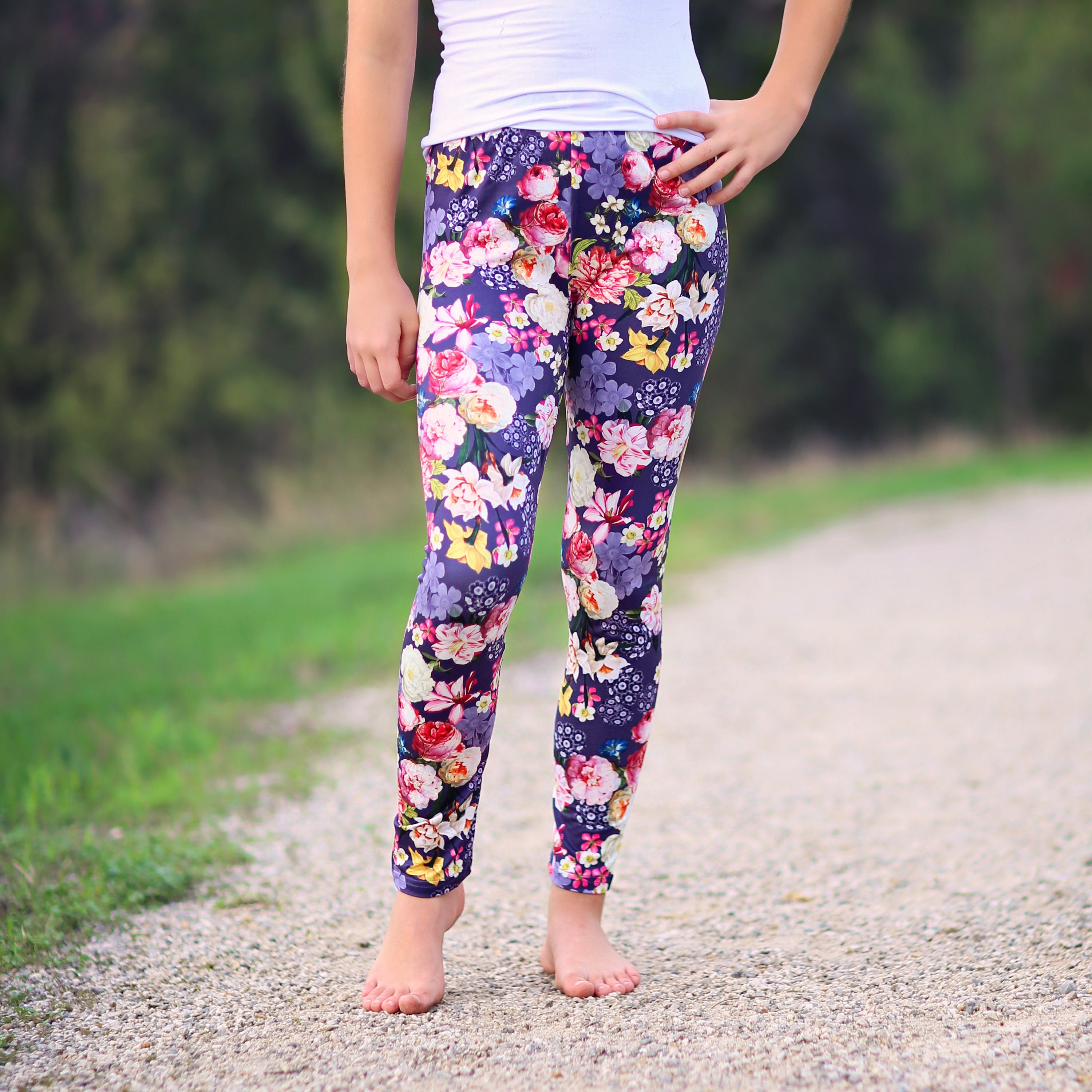 Floral Leggings in Purple