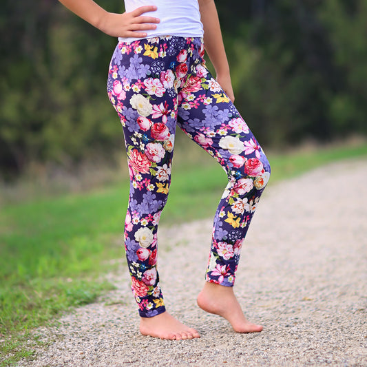 Floral Leggings in Purple