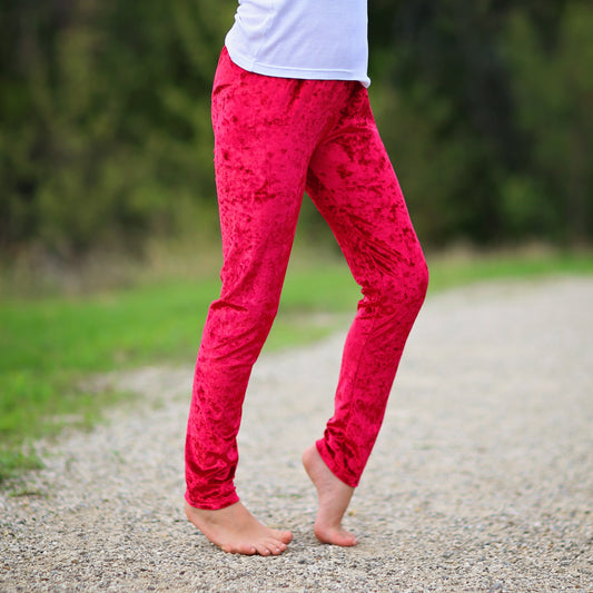 Velvet Leggings in Red