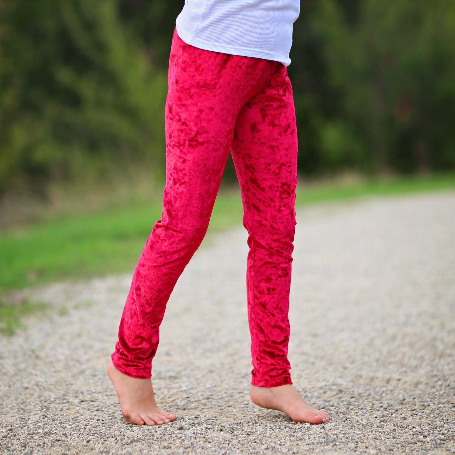 Velvet Leggings in Red