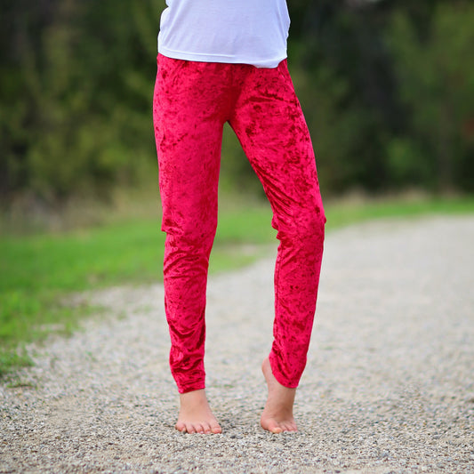 Velvet Leggings in Red