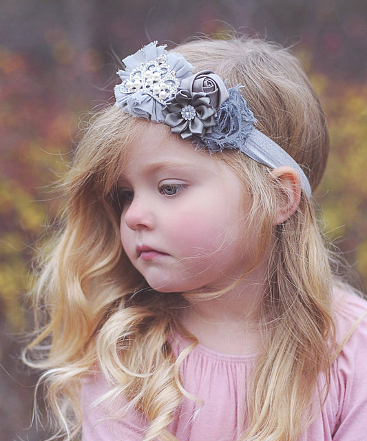 Girls Black Tiara Floral Headband -Bow Headband - birthday headband, tiara headband, tiara hair accessory, girl birthday gift, bow, tiara