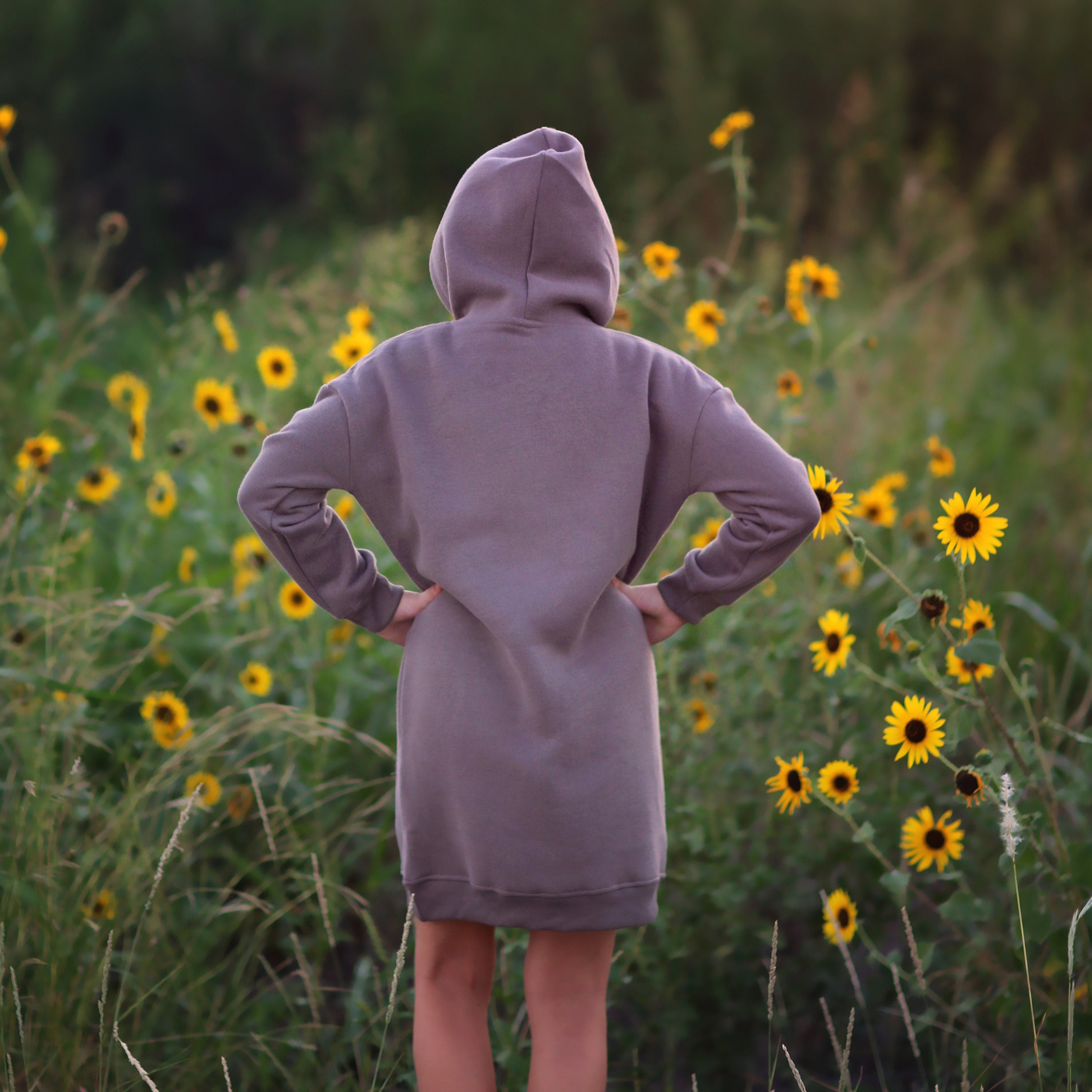 Girls Gray Hoodie Dress - gray dress, hoodie, hoodie dress, charcoal dress, fall dress, basic hoodie dress, sweatshirt dress, jersey dress