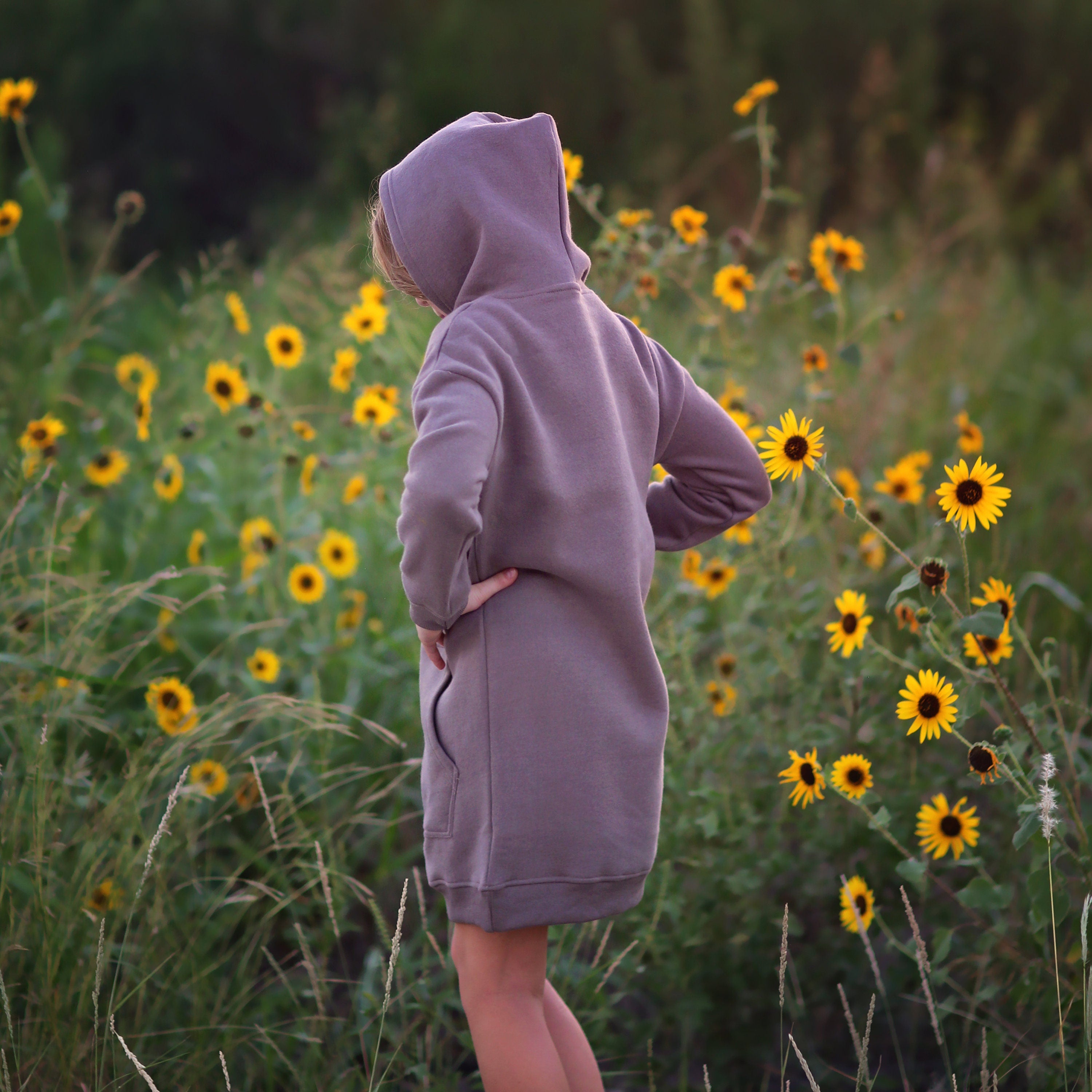 Girls Gray Hoodie Dress - gray dress, hoodie, hoodie dress, charcoal dress, fall dress, basic hoodie dress, sweatshirt dress, jersey dress