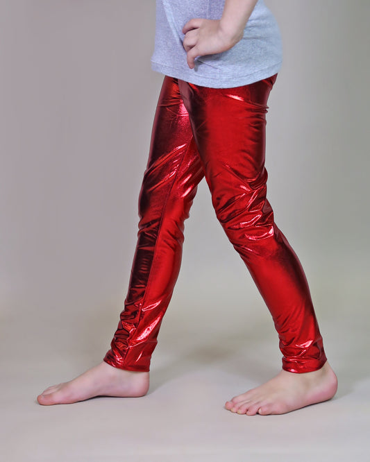 Metallic Leggings in Red