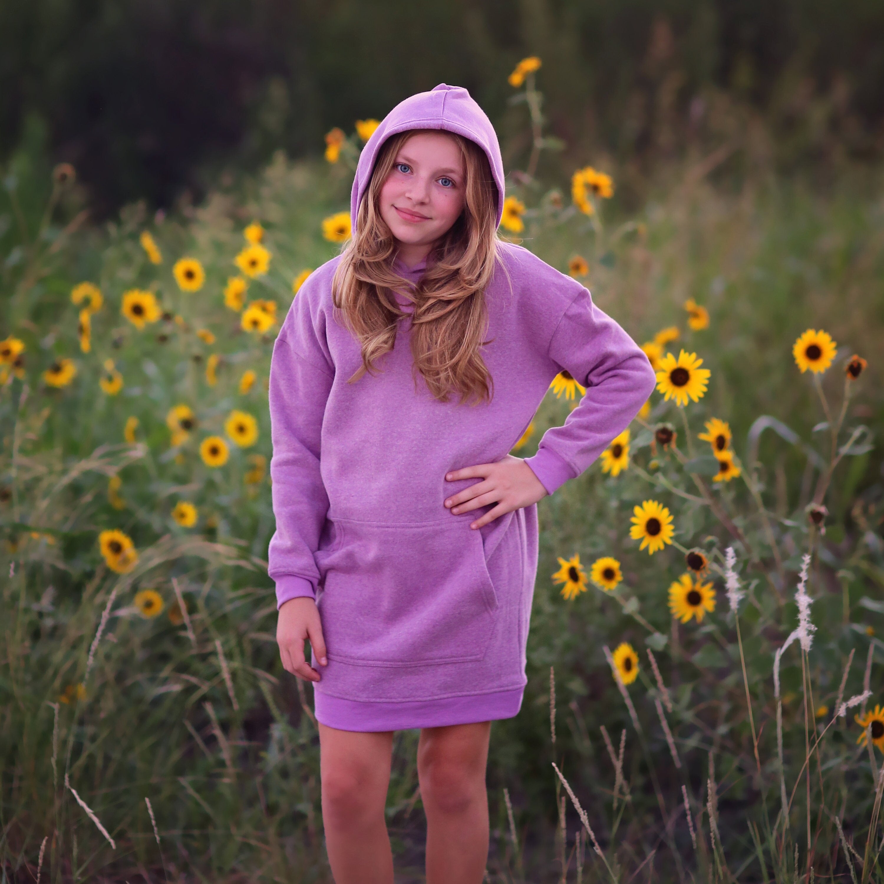 Girls Lavender Hoodie Dress-  purple hoodie, lavender hoodie dress, fall dress, basic hoodie dress, lilac sweatshirt dress, jersey dress