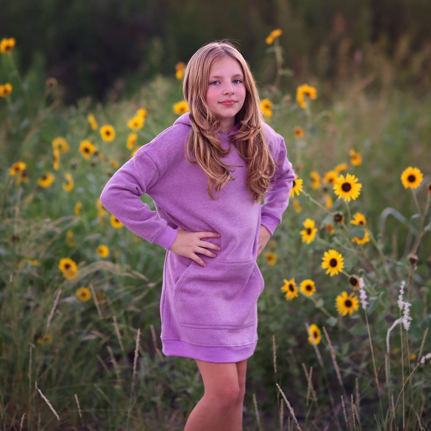 Girls Lavender Hoodie Dress-  purple hoodie, lavender hoodie dress, fall dress, basic hoodie dress, lilac sweatshirt dress, jersey dress
