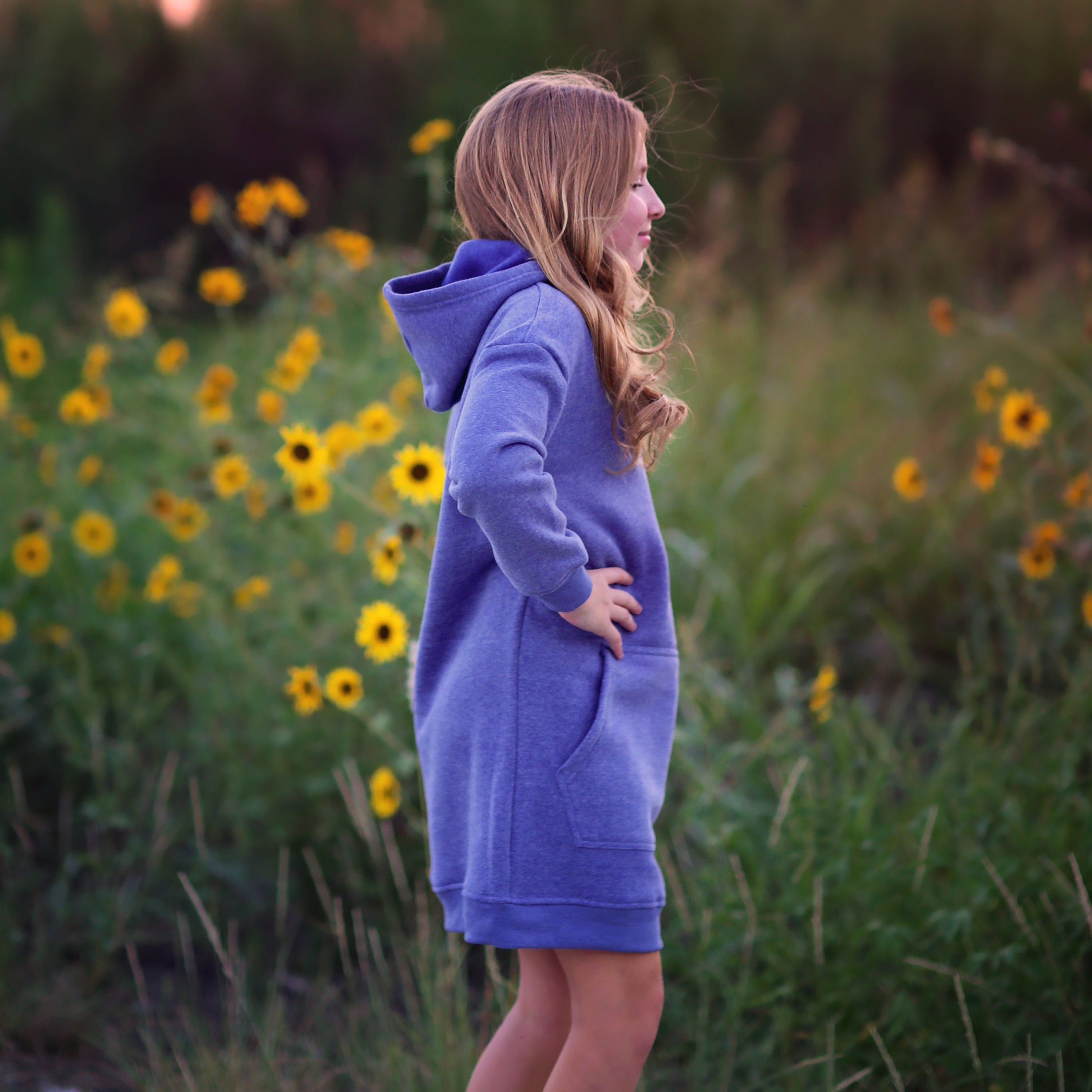 Girls Faded Blue Hoodie Dress- blue hoodie, blue hoodie dress, fall dr