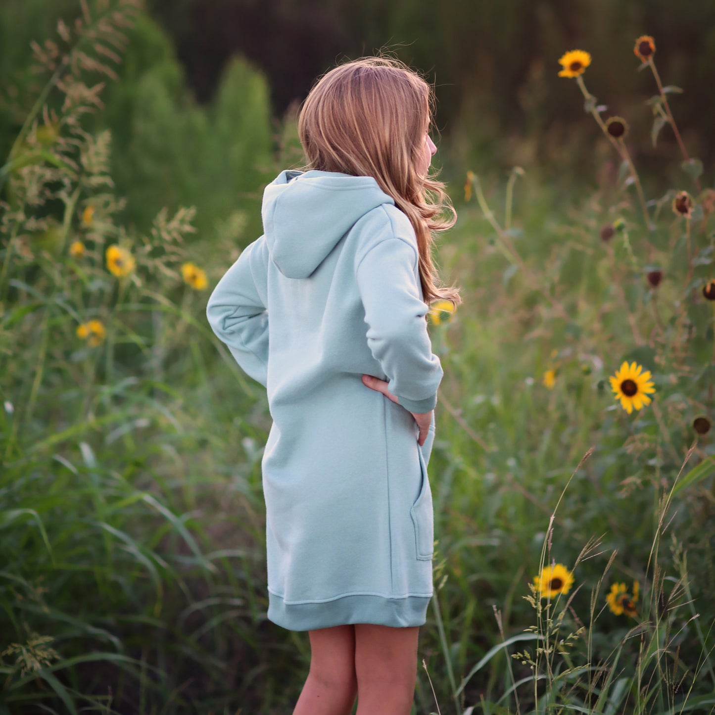 Girls Mint Green Hoodie Dress- mint hoodie, green hoodie dress, fall dress, basic hoodie dress, mint sweatshirt dress, sage jersey dress