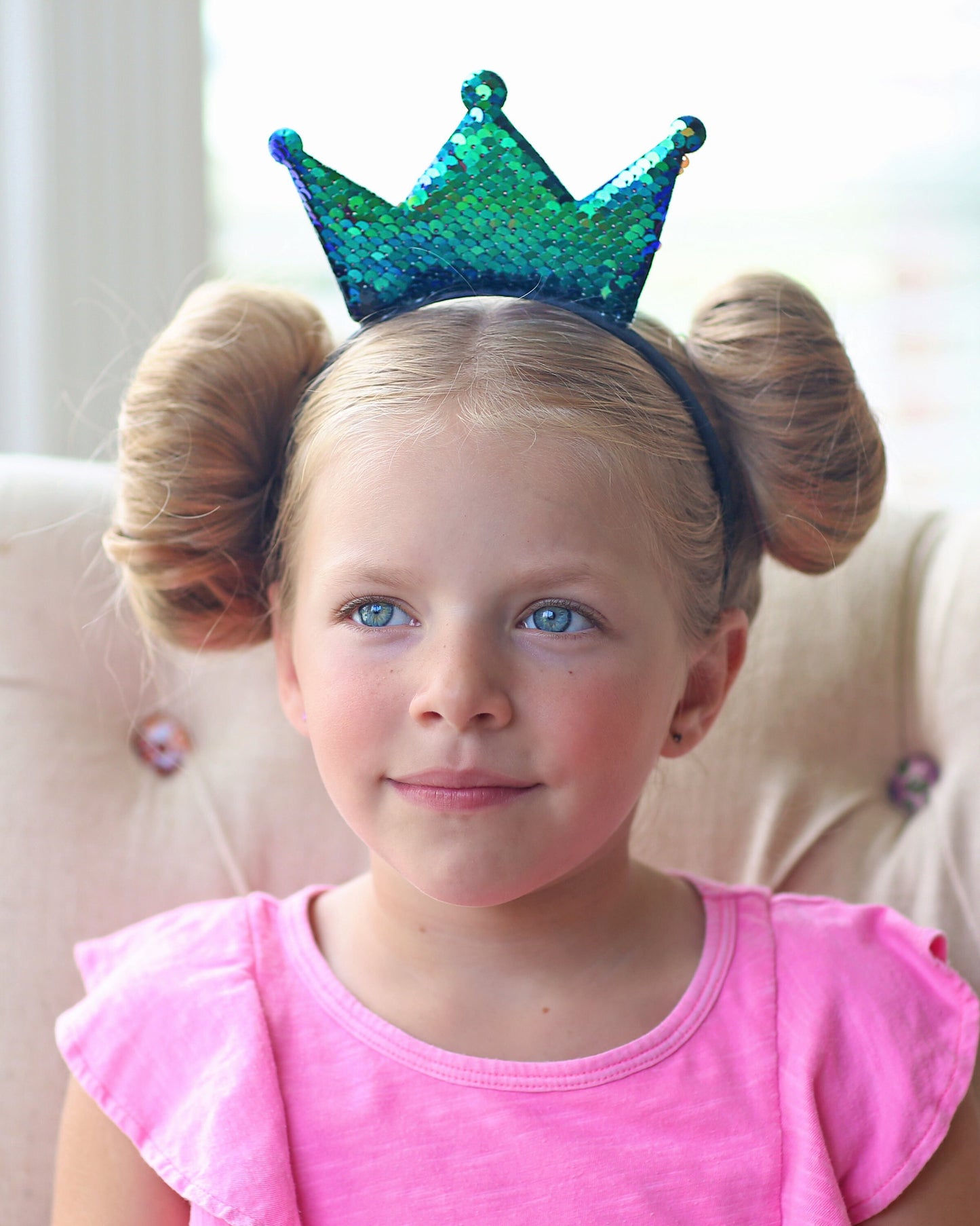 Green Flip Sequin Crown Headband - Crown Headband, Birthday Crown, crown, birthday, Mermaid Reversible Sequins, crown headband, headband