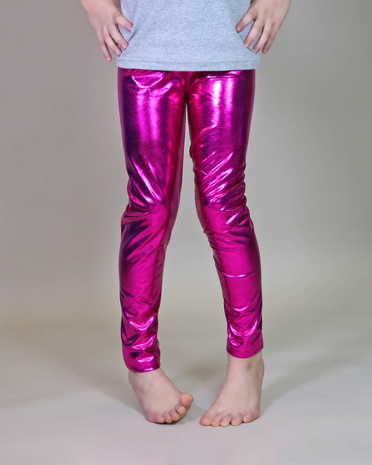 Metallic Leggings in Hot Pink