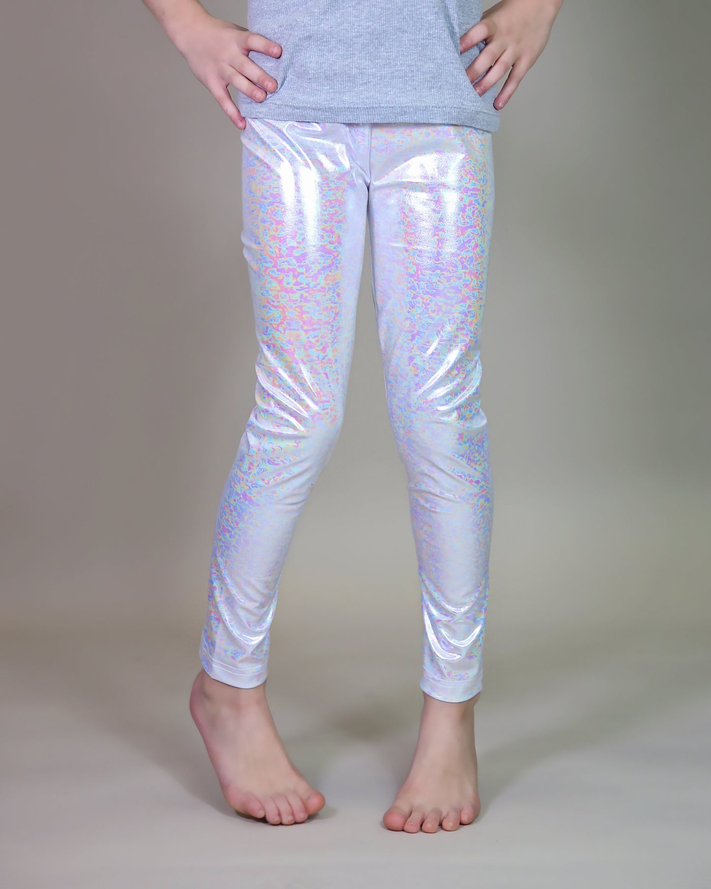 Metallic Leggings in White