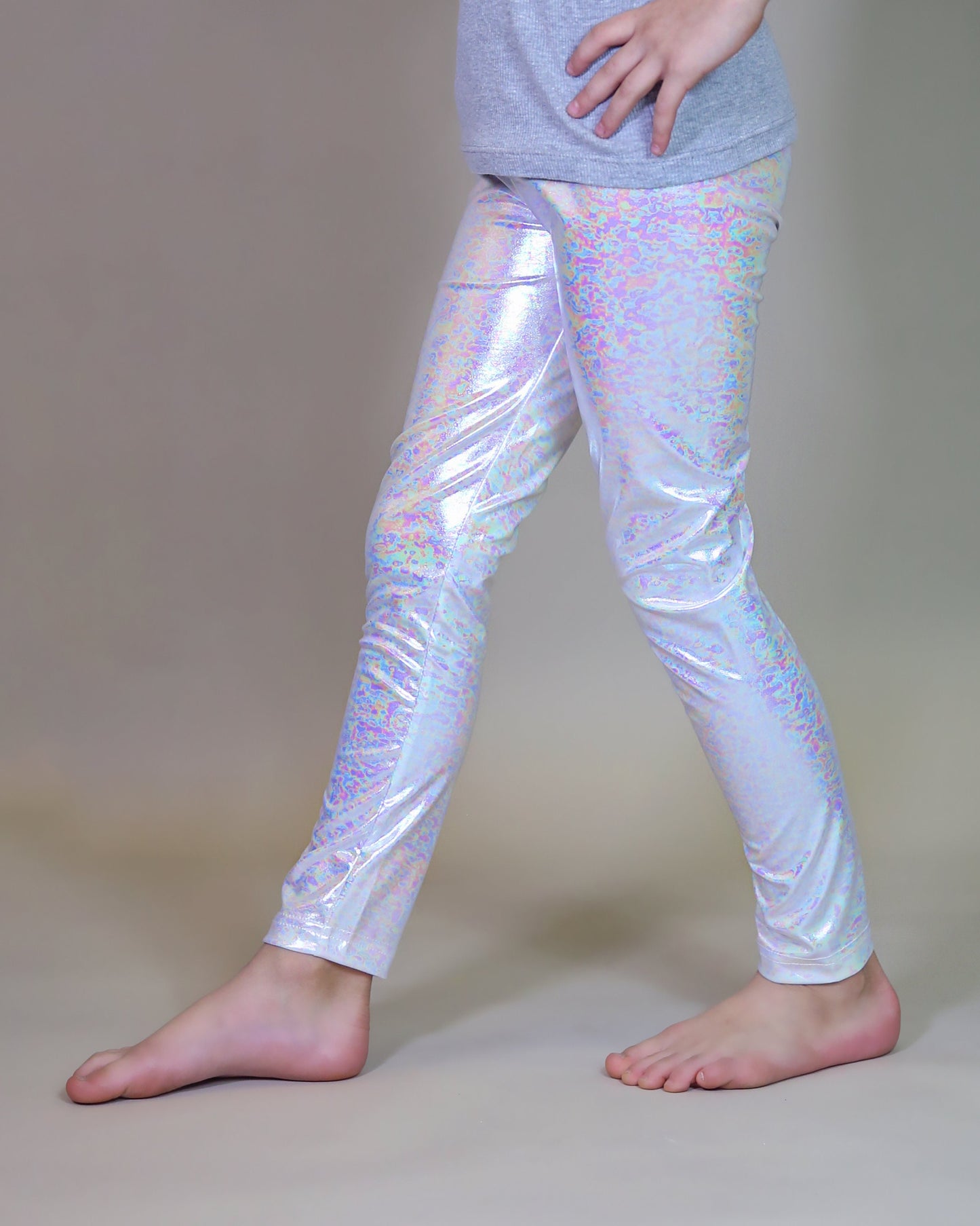 Metallic Leggings in White