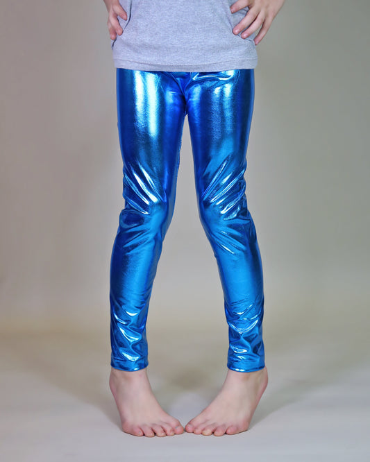 Metallic Leggings in Vivid Blue