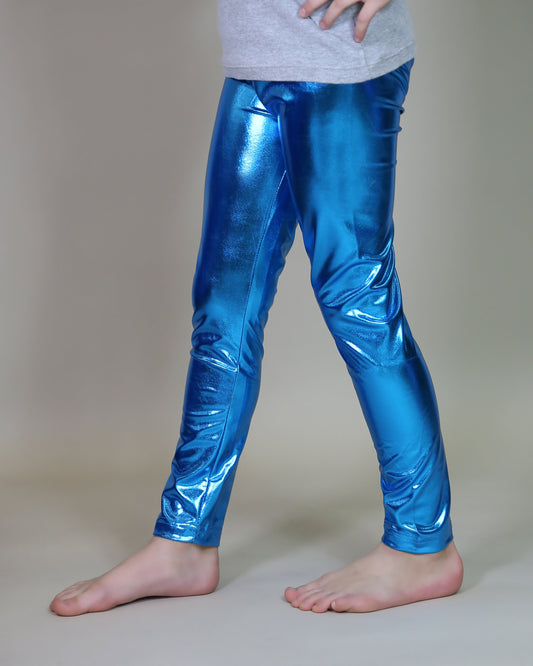 Metallic Leggings in Vivid Blue