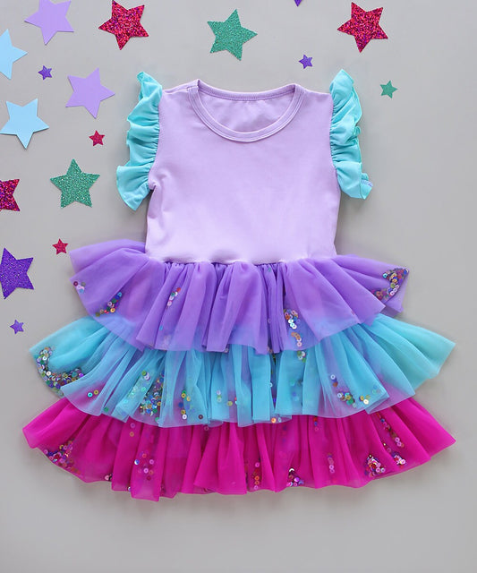 Confetti Tutu Dress in Lavender, Aqua and Hot Pink