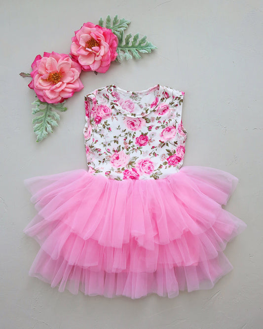 Tutu Dress in Pink with Tiny Roses