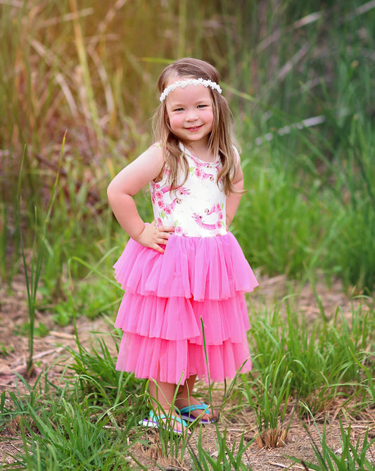 Tutu Dress in Pink and White Unicorn