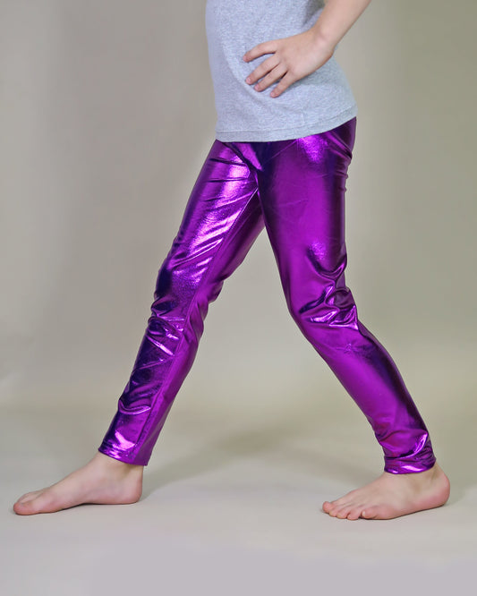 Metallic Leggings in Purple
