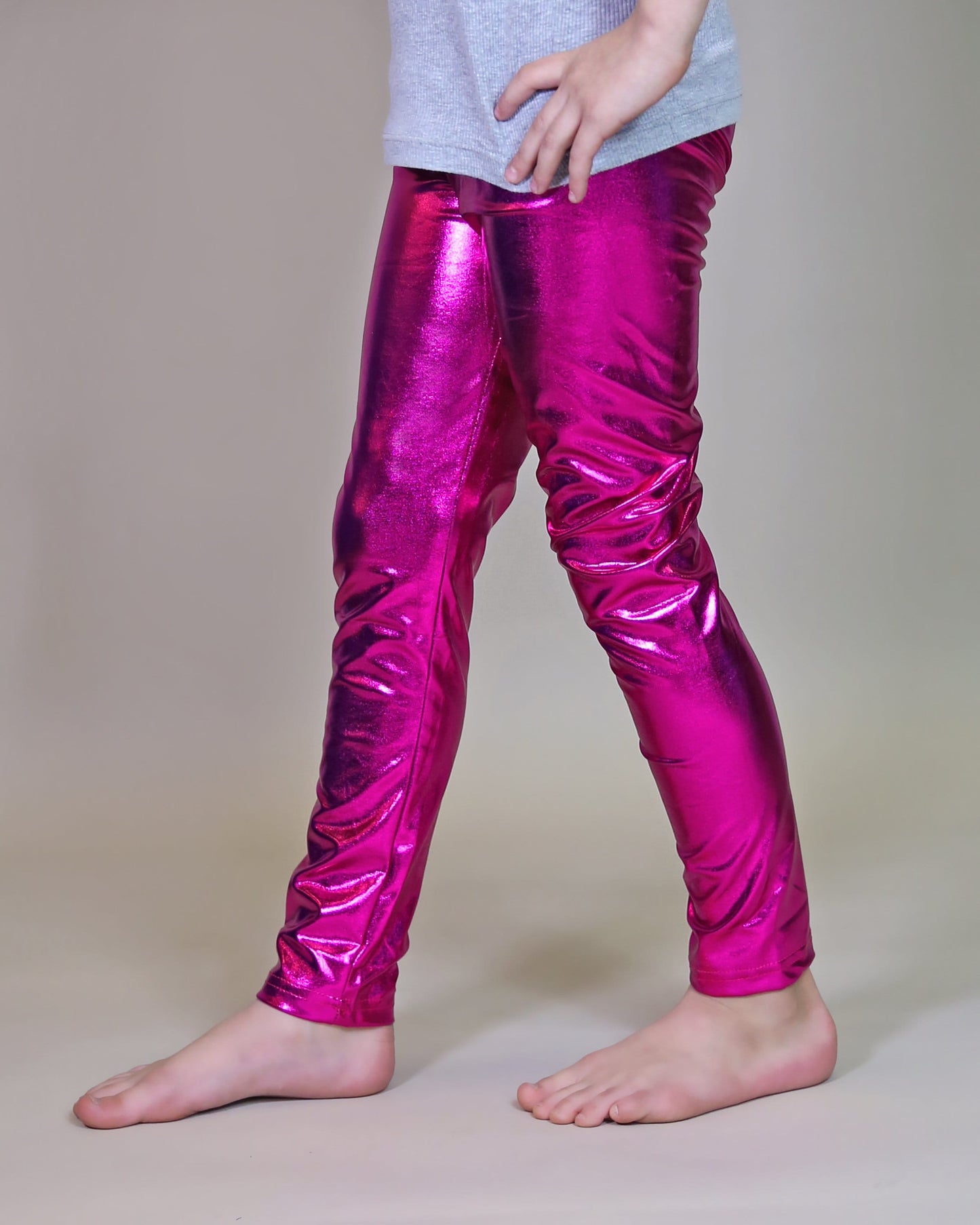 Metallic Leggings in Hot Pink