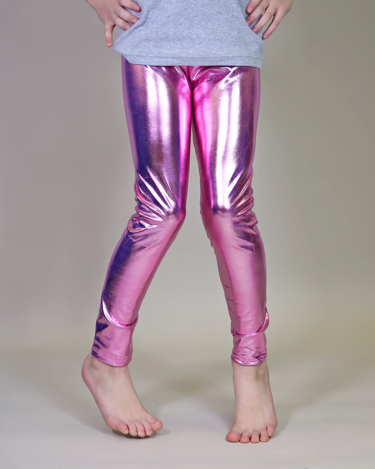 Metallic Leggings in Pink
