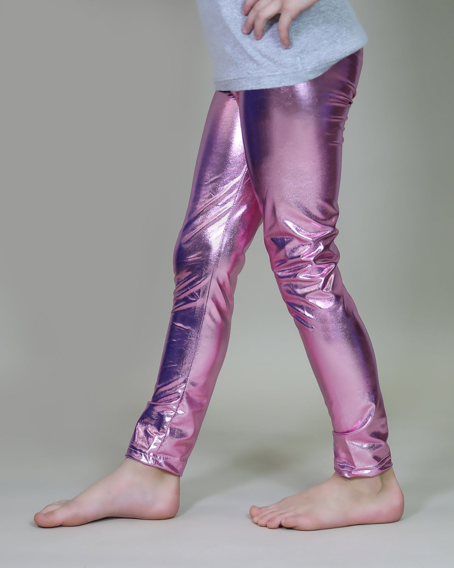 Metallic Leggings in Pink