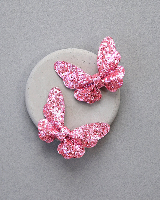 Girls Glitter Butterfly Clip Set -Sequin Bow Clip, Butterfly Hair clips, clip set, pigtail hair clips, Girls gift, butterfly bows, butterfly