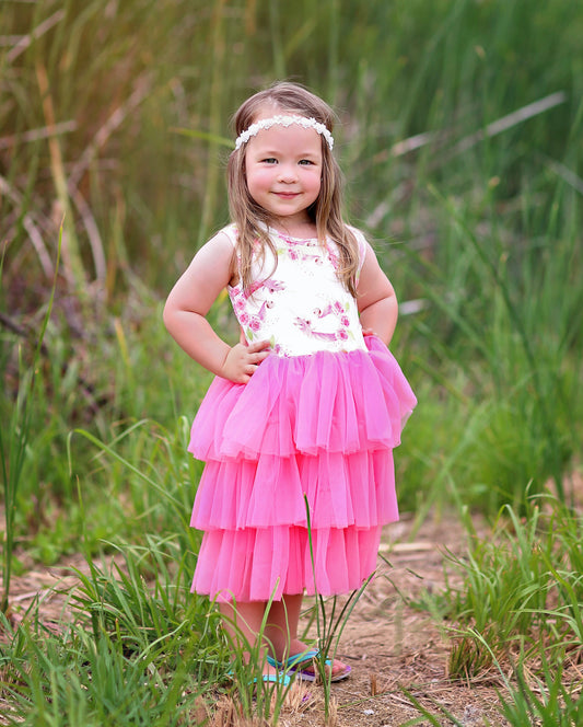 Tutu Dress in Pink and White Unicorn