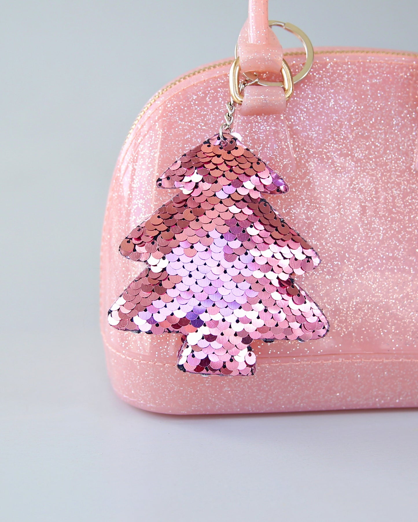 Pink Christmas Tree Keychain - Sequin Keychain, Pink Sequin Keychain - Christmas Stocking Gift - Back to School Gift, Kid Gift, Pink Tree