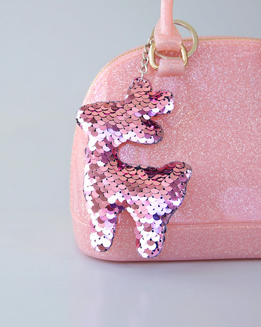 Pink Reindeer Keychain - Sequin Keychain, Pink Sequin Keychain - Christmas Stocking Gift - Back to School Gift, Kid Gift, Deer