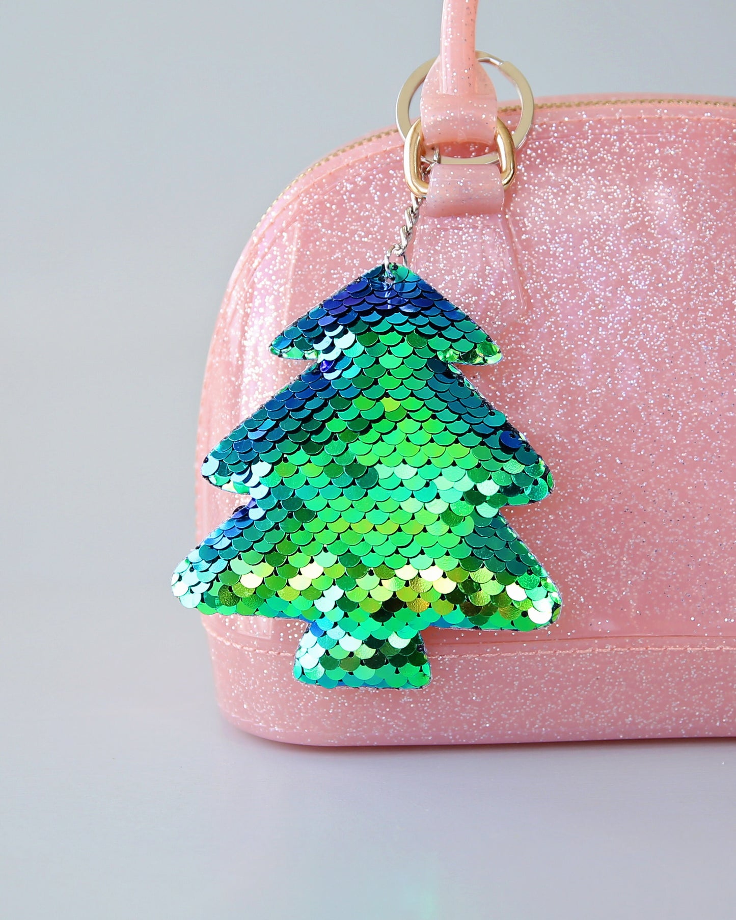 Green Christmas Tree Keychain - Sequin Keychain -  Green Sequin Keychain - Christmas Stocking Gift - Back to School Gift, Kid Gift, Tree