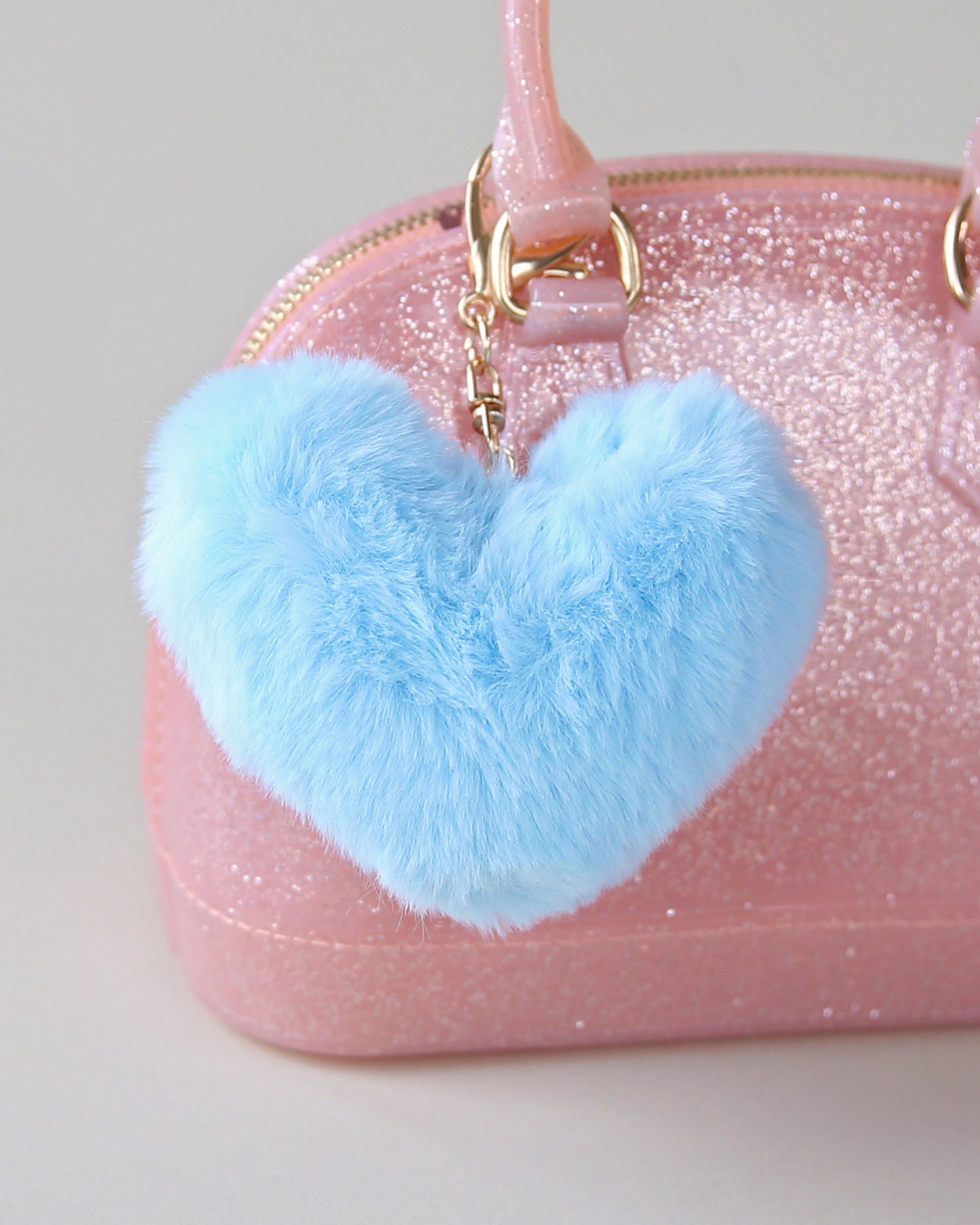 Fuzzy Blue Heart Keychain - Blue Keychain, Blue Furry Keychain - Christmas Stocking Gift - Back to School Gift, Kid Gift, Heart