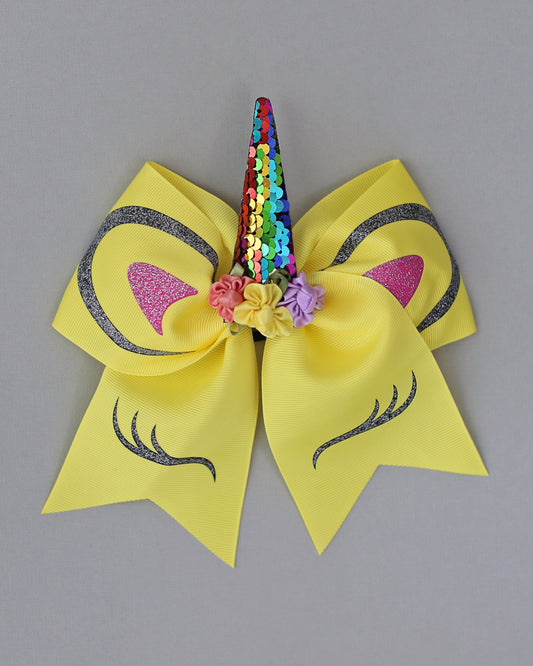 Yellow Sequin Unicorn Hair Bow- Unicorn Rubber band, Unicorn Hair Accessory, Unicorn Hair Bow, Girl Birthday Gift, birthday party outfit