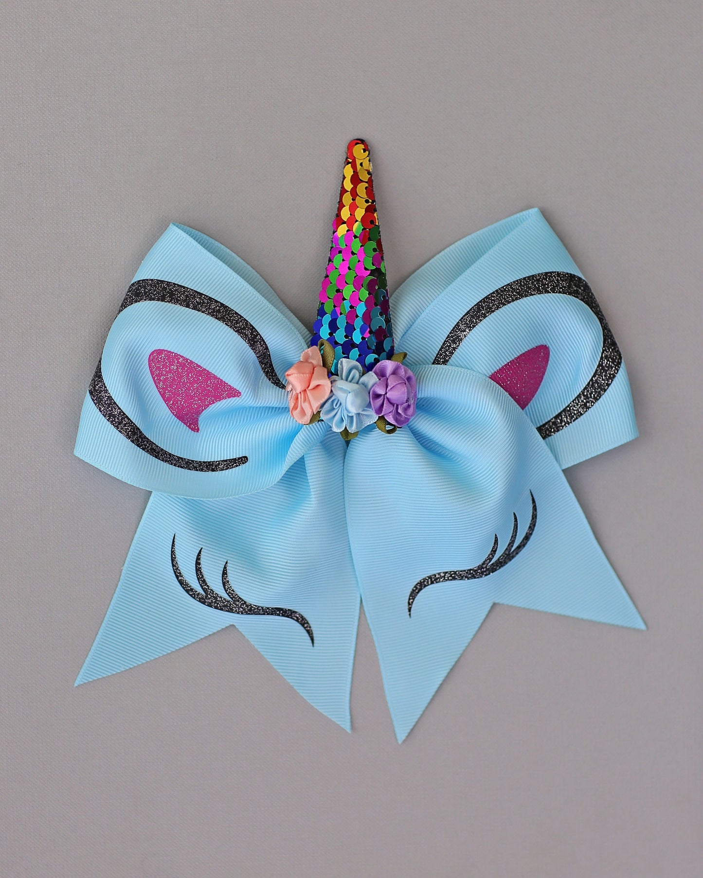Blue Sequin Unicorn Hair Bow- Unicorn Rubber band, Unicorn Hair Accessory, Blue Unicorn Hair Bow, Girl Birthday Gift, birthday party outfit