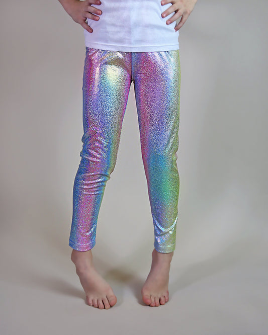 Metallic Leggings in Cracked Pastels